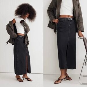 Madewell Denim Mid-Rise Maxi Skirt in Lunar Wash Size 12
